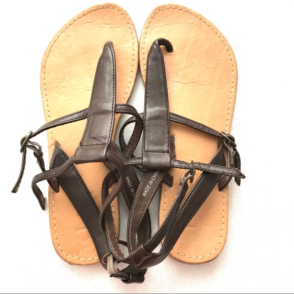 Forever 21 Shoes - Forever 21 Brown Strappy Adjustable Sandals